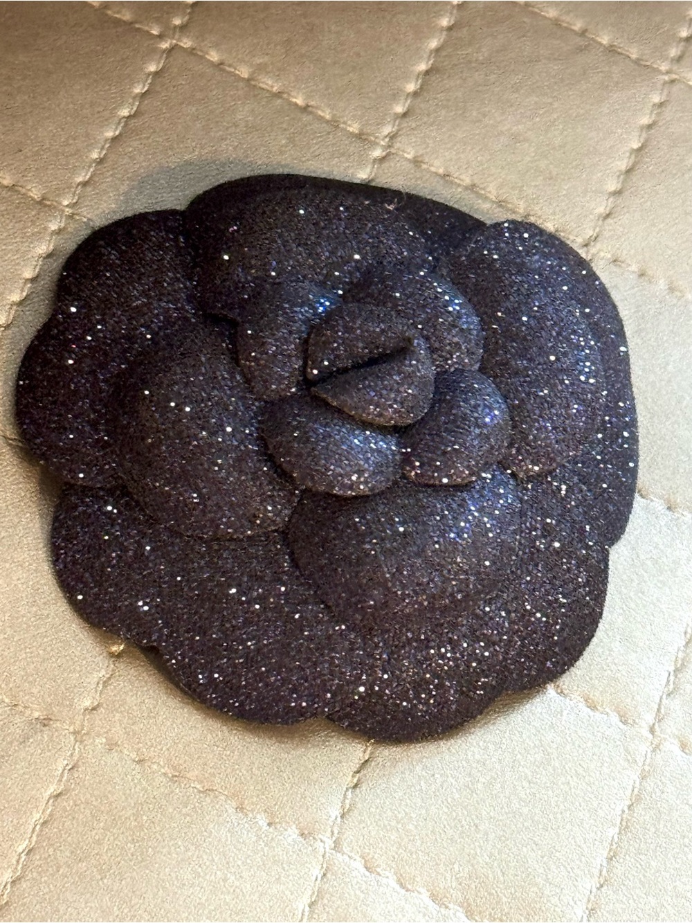 Chanel Original Camelia Origami Flower in Sparkling Midnight Blue